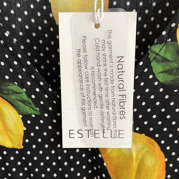 ESTELLE Print Limonata Tie Waist Cotton Blend Dress, 3X - Picture 7 of 12